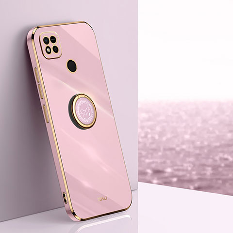 Funda Silicona Carcasa Ultrafina Goma con Magnetico Anillo de dedo Soporte XL1 para Xiaomi Redmi 10A 4G Rosa