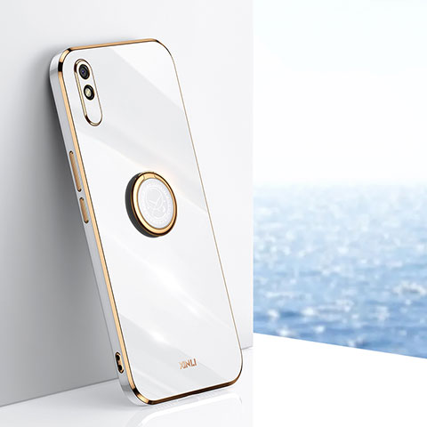 Funda Silicona Carcasa Ultrafina Goma con Magnetico Anillo de dedo Soporte XL1 para Xiaomi Redmi 9A Blanco