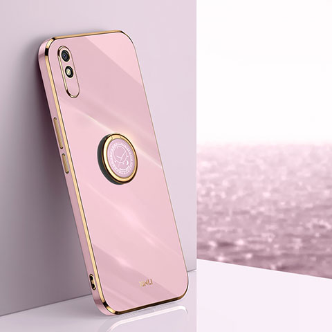 Funda Silicona Carcasa Ultrafina Goma con Magnetico Anillo de dedo Soporte XL1 para Xiaomi Redmi 9i Rosa