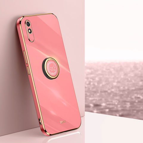 Funda Silicona Carcasa Ultrafina Goma con Magnetico Anillo de dedo Soporte XL1 para Xiaomi Redmi 9i Rosa Roja