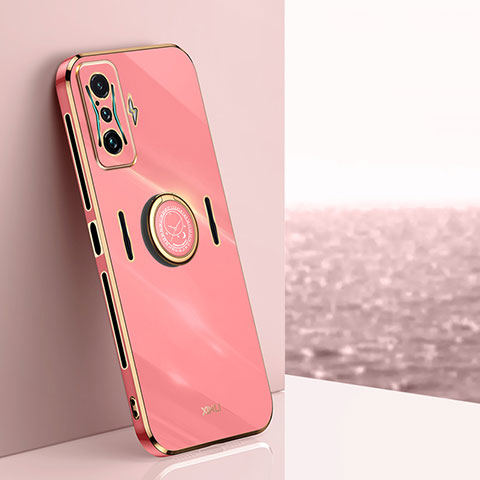 Funda Silicona Carcasa Ultrafina Goma con Magnetico Anillo de dedo Soporte XL1 para Xiaomi Redmi K50 Gaming 5G Rosa Roja