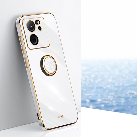 Funda Silicona Carcasa Ultrafina Goma con Magnetico Anillo de dedo Soporte XL1 para Xiaomi Redmi K60 Ultra 5G Blanco