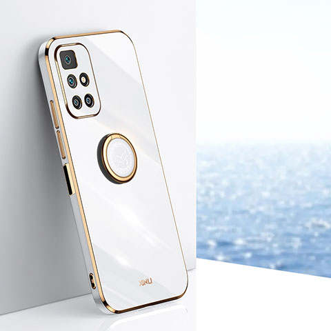 Funda Silicona Carcasa Ultrafina Goma con Magnetico Anillo de dedo Soporte XL1 para Xiaomi Redmi Note 11 4G (2021) Blanco