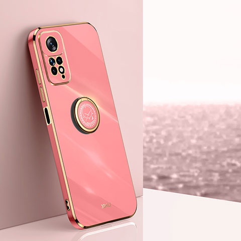 Funda Silicona Carcasa Ultrafina Goma con Magnetico Anillo de dedo Soporte XL1 para Xiaomi Redmi Note 11 Pro 4G Rosa Roja