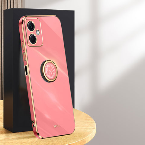 Funda Silicona Carcasa Ultrafina Goma con Magnetico Anillo de dedo Soporte XL1 para Xiaomi Redmi Note 12R Pro 5G Rosa Roja