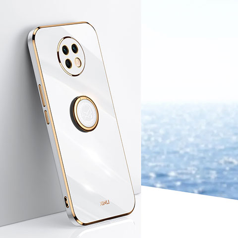 Funda Silicona Carcasa Ultrafina Goma con Magnetico Anillo de dedo Soporte XL1 para Xiaomi Redmi Note 9 5G Blanco