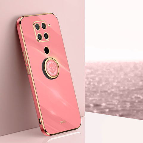 Funda Silicona Carcasa Ultrafina Goma con Magnetico Anillo de dedo Soporte XL1 para Xiaomi Redmi Note 9 Rosa Roja