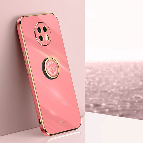 Funda Silicona Carcasa Ultrafina Goma con Magnetico Anillo de dedo Soporte XL1 para Xiaomi Redmi Note 9T 5G Rosa Roja