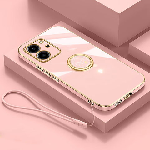 Funda Silicona Carcasa Ultrafina Goma con Magnetico Anillo de dedo Soporte XL2 para Huawei Honor 80 SE 5G Rosa