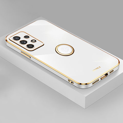 Funda Silicona Carcasa Ultrafina Goma con Magnetico Anillo de dedo Soporte XL2 para Samsung Galaxy A32 4G Blanco