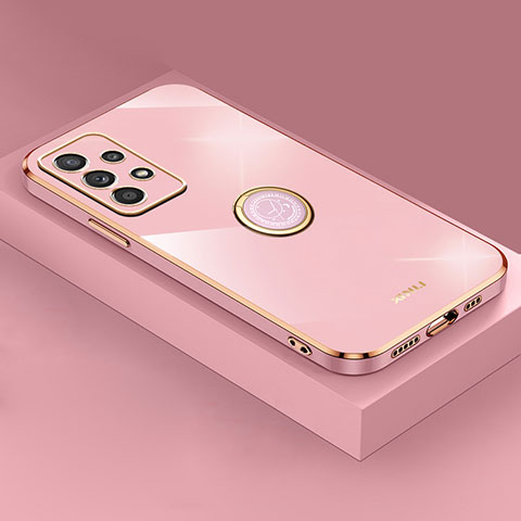 Funda Silicona Carcasa Ultrafina Goma con Magnetico Anillo de dedo Soporte XL2 para Samsung Galaxy A32 4G Oro Rosa