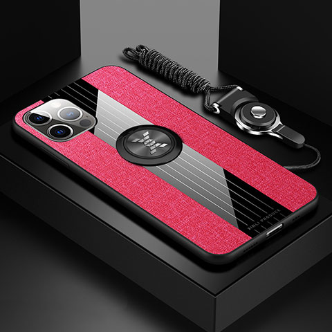 Funda Silicona Carcasa Ultrafina Goma con Magnetico Anillo de dedo Soporte Z01 para Apple iPhone 15 Pro Rojo