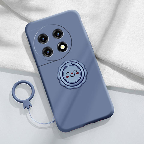 Funda Silicona Carcasa Ultrafina Goma con Magnetico Anillo de dedo Soporte Z01 para OnePlus 11 5G Gris Lavanda