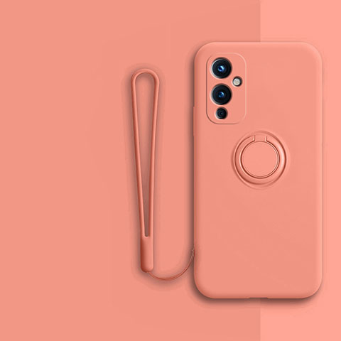 Funda Silicona Carcasa Ultrafina Goma con Magnetico Anillo de dedo Soporte Z01 para OnePlus 9 5G Naranja