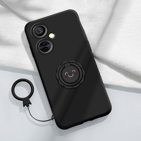 Funda Silicona Carcasa Ultrafina Goma con Magnetico Anillo de dedo Soporte Z01 para OnePlus Nord CE 3 Lite 5G Negro