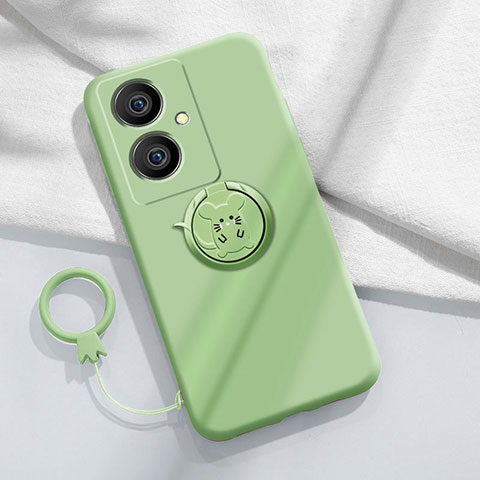 Funda Silicona Carcasa Ultrafina Goma con Magnetico Anillo de dedo Soporte Z01 para Vivo Y78 Plus 5G Verde