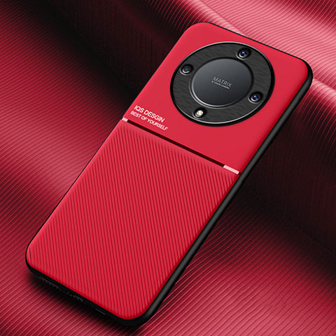 Funda Silicona Carcasa Ultrafina Goma con Magnetico para Huawei Honor X9a 5G Rojo