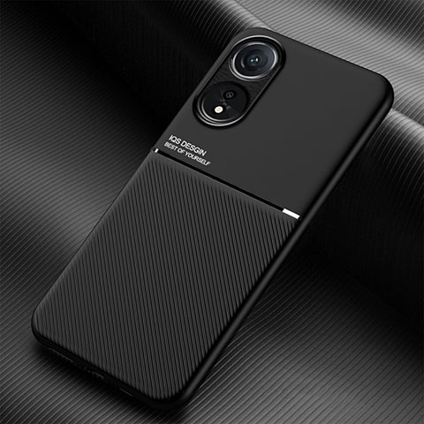 Funda Silicona Carcasa Ultrafina Goma con Magnetico para Oppo A18 Negro