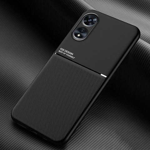 Funda Silicona Carcasa Ultrafina Goma con Magnetico para Oppo A98 5G Negro