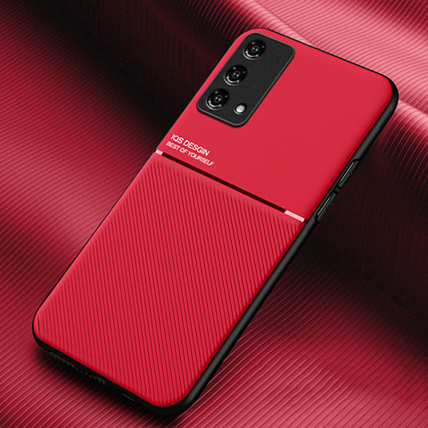 Funda Silicona Carcasa Ultrafina Goma con Magnetico para Oppo Reno6 Lite Rojo