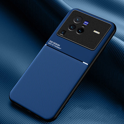 Funda Silicona Carcasa Ultrafina Goma con Magnetico para Vivo X80 Pro 5G Azul