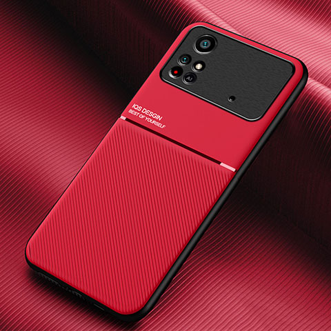 Funda Silicona Carcasa Ultrafina Goma con Magnetico para Xiaomi Poco M4 Pro 4G Rojo