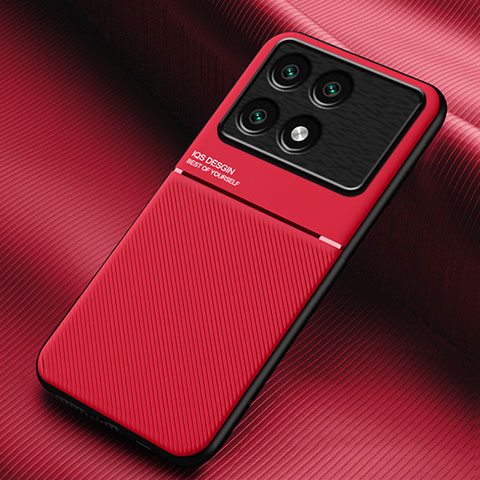 Funda Silicona Carcasa Ultrafina Goma con Magnetico para Xiaomi Redmi K70 5G Rojo