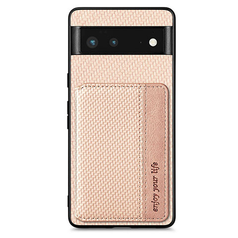 Funda Silicona Carcasa Ultrafina Goma con Magnetico S01D para Google Pixel 6 5G Oro