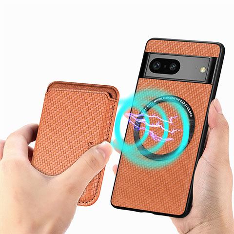 Funda Silicona Carcasa Ultrafina Goma con Magnetico S01D para Google Pixel 7 5G Marron