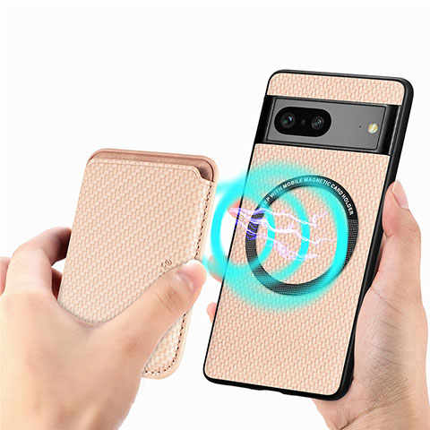 Funda Silicona Carcasa Ultrafina Goma con Magnetico S01D para Google Pixel 7 5G Oro