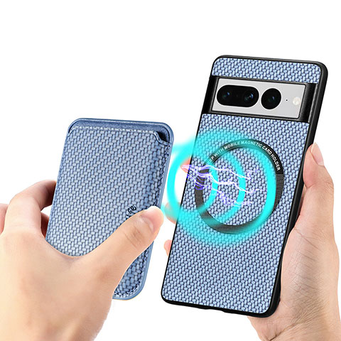 Funda Silicona Carcasa Ultrafina Goma con Magnetico S01D para Google Pixel 7 Pro 5G Azul