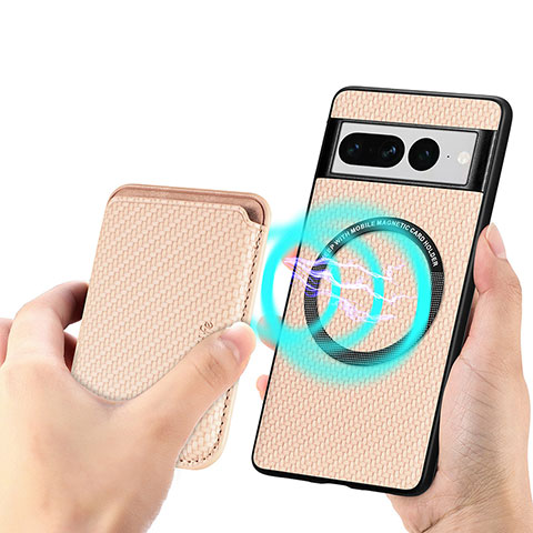 Funda Silicona Carcasa Ultrafina Goma con Magnetico S01D para Google Pixel 7 Pro 5G Oro