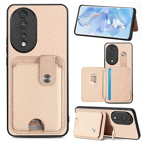 Funda Silicona Carcasa Ultrafina Goma con Magnetico S01D para Huawei Honor 80 5G Oro