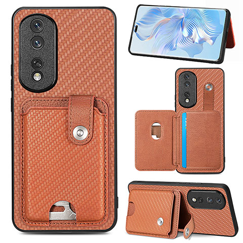 Funda Silicona Carcasa Ultrafina Goma con Magnetico S01D para Huawei Honor 80 Pro 5G Marron