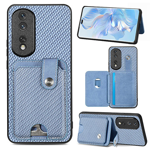 Funda Silicona Carcasa Ultrafina Goma con Magnetico S01D para Huawei Honor 80 Pro Flat 5G Azul