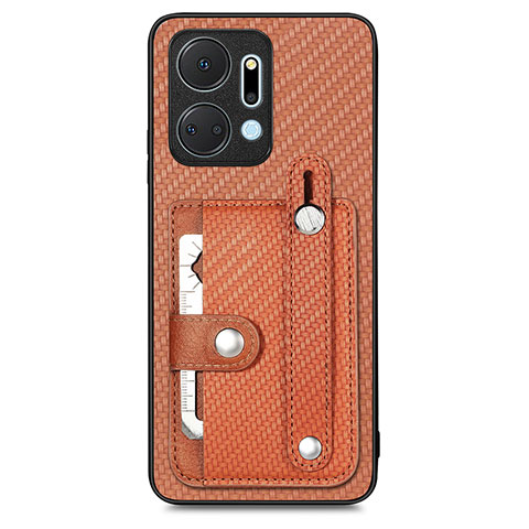 Funda Silicona Carcasa Ultrafina Goma con Magnetico S01D para Huawei Honor X7a Marron