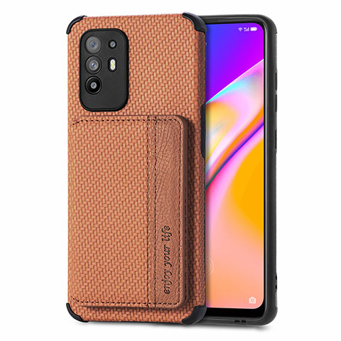 Funda Silicona Carcasa Ultrafina Goma con Magnetico S01D para Oppo A95 5G Marron