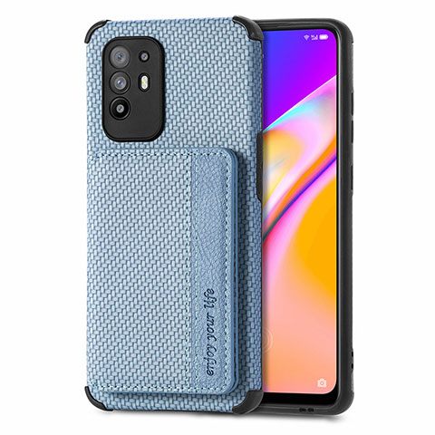 Funda Silicona Carcasa Ultrafina Goma con Magnetico S01D para Oppo F19 Pro+ Plus 5G Azul