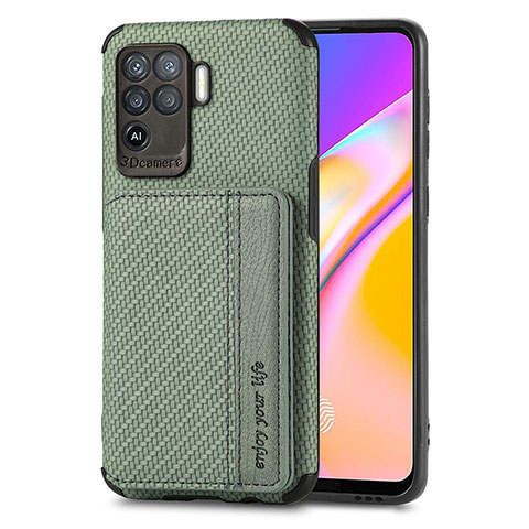 Funda Silicona Carcasa Ultrafina Goma con Magnetico S01D para Oppo Reno5 Lite Verde