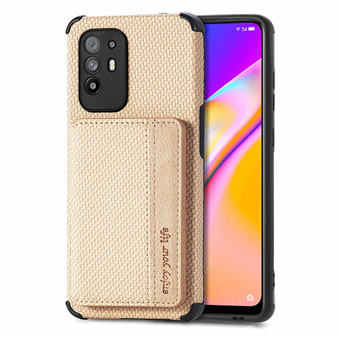 Funda Silicona Carcasa Ultrafina Goma con Magnetico S01D para Oppo Reno5 Z 5G Oro