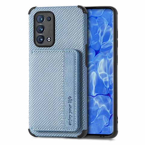 Funda Silicona Carcasa Ultrafina Goma con Magnetico S01D para Oppo Reno6 Pro+ Plus 5G Azul