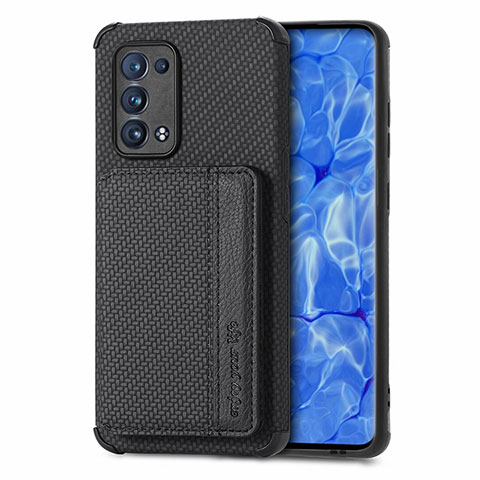 Funda Silicona Carcasa Ultrafina Goma con Magnetico S01D para Oppo Reno6 Pro+ Plus 5G Negro