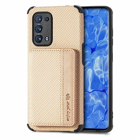 Funda Silicona Carcasa Ultrafina Goma con Magnetico S01D para Oppo Reno6 Pro+ Plus 5G Oro