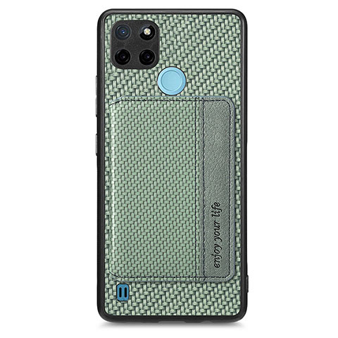 Funda Silicona Carcasa Ultrafina Goma con Magnetico S01D para Realme C25Y India Verde