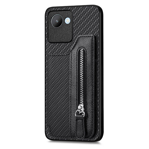 Funda Silicona Carcasa Ultrafina Goma con Magnetico S01D para Realme C30s Negro