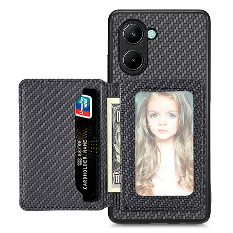 Funda Silicona Carcasa Ultrafina Goma con Magnetico S01D para Realme C33 (2023) Negro