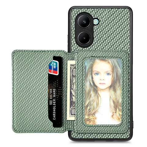 Funda Silicona Carcasa Ultrafina Goma con Magnetico S01D para Realme C33 (2023) Verde