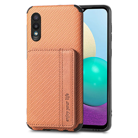 Funda Silicona Carcasa Ultrafina Goma con Magnetico S01D para Samsung Galaxy A02 Marron