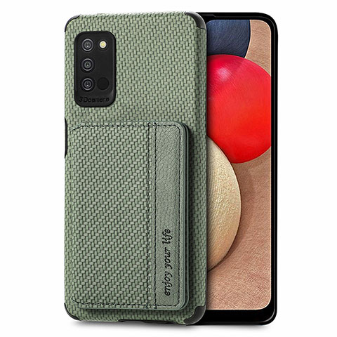 Funda Silicona Carcasa Ultrafina Goma con Magnetico S01D para Samsung Galaxy A02s Verde