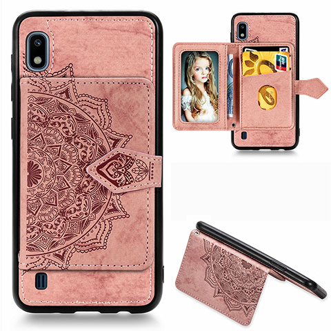 Funda Silicona Carcasa Ultrafina Goma con Magnetico S01D para Samsung Galaxy A10 Oro Rosa